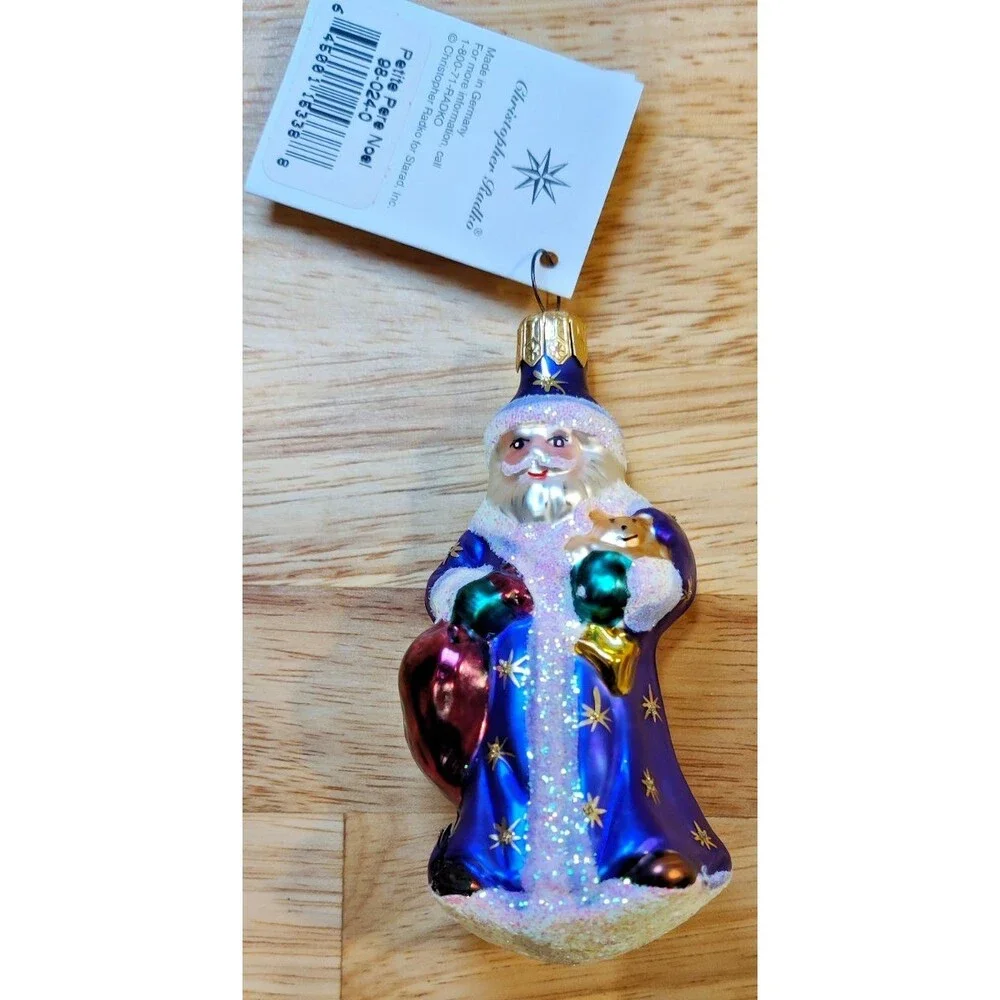 1998 CHRISTOPHER RADKO Petite Pere Noel Germany Glass Christmas Ornament tag